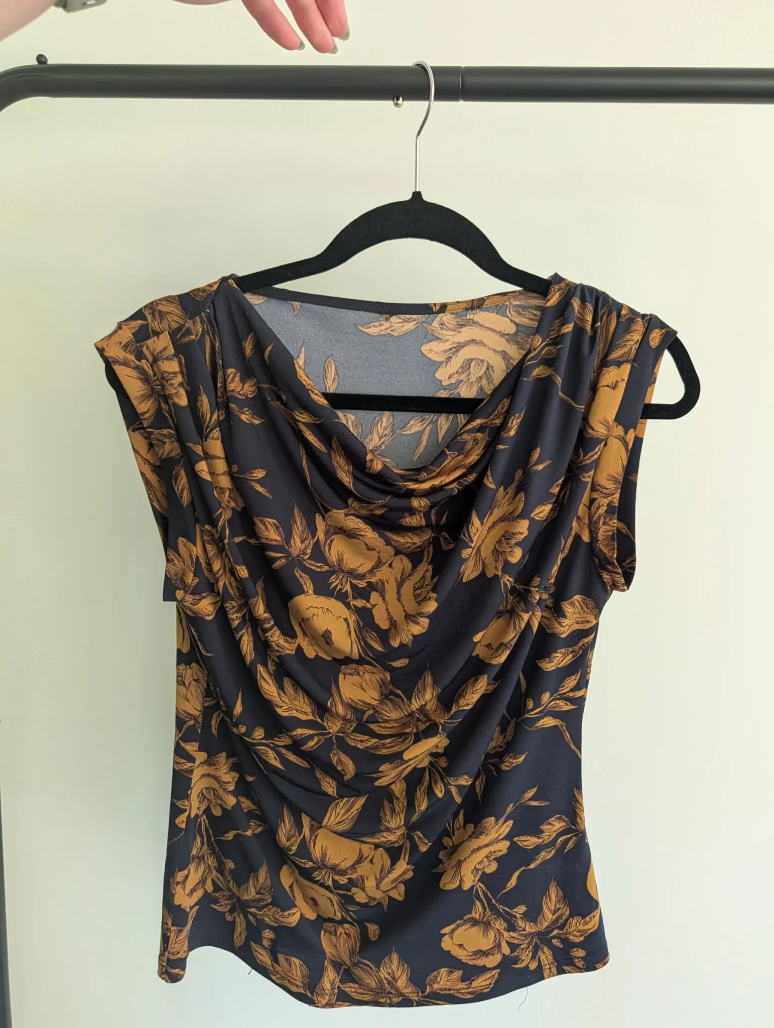 Image for Sleeveless jumper with a draped front