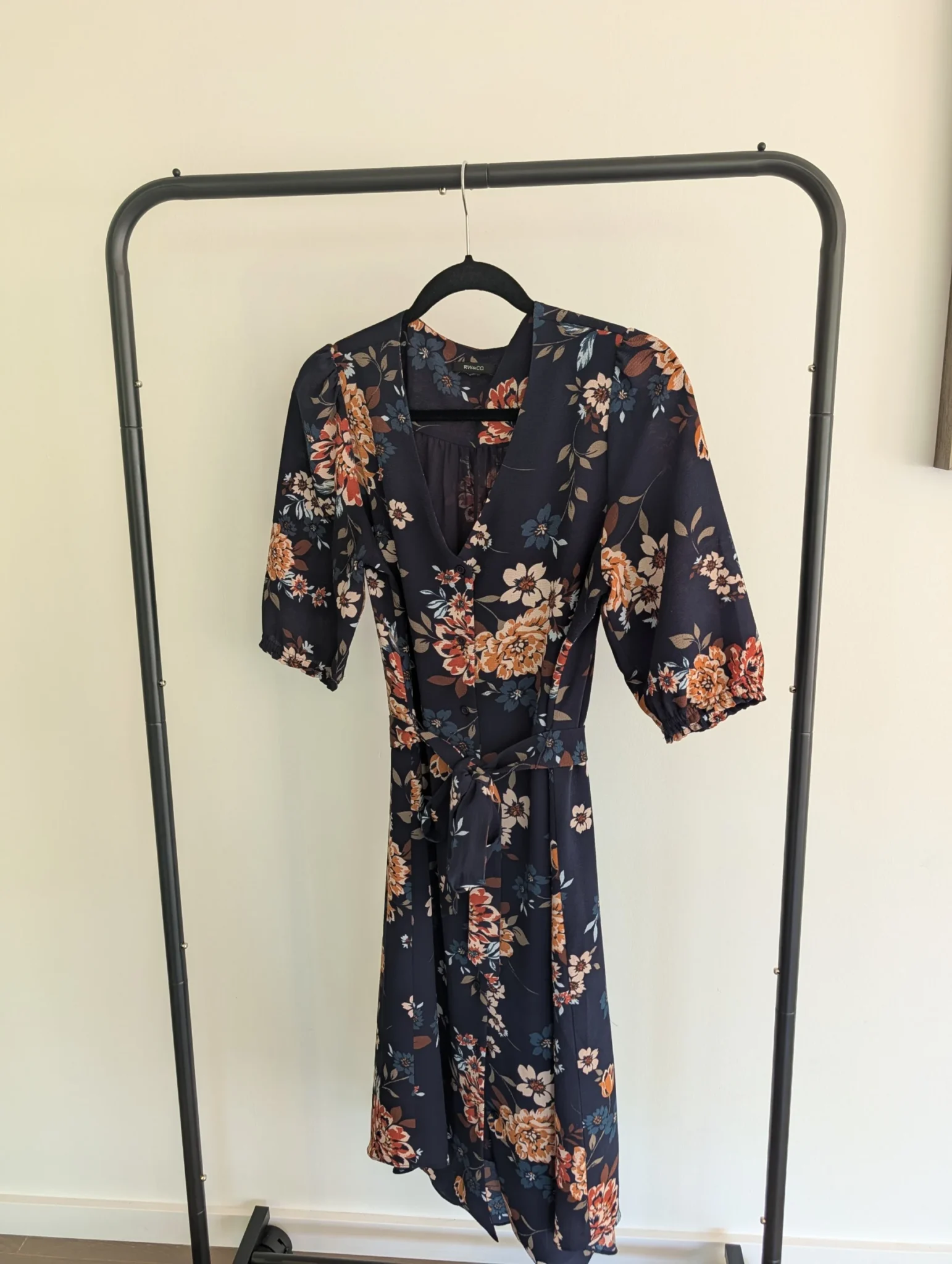 Image for RW&Co navy blue floral summer dress
