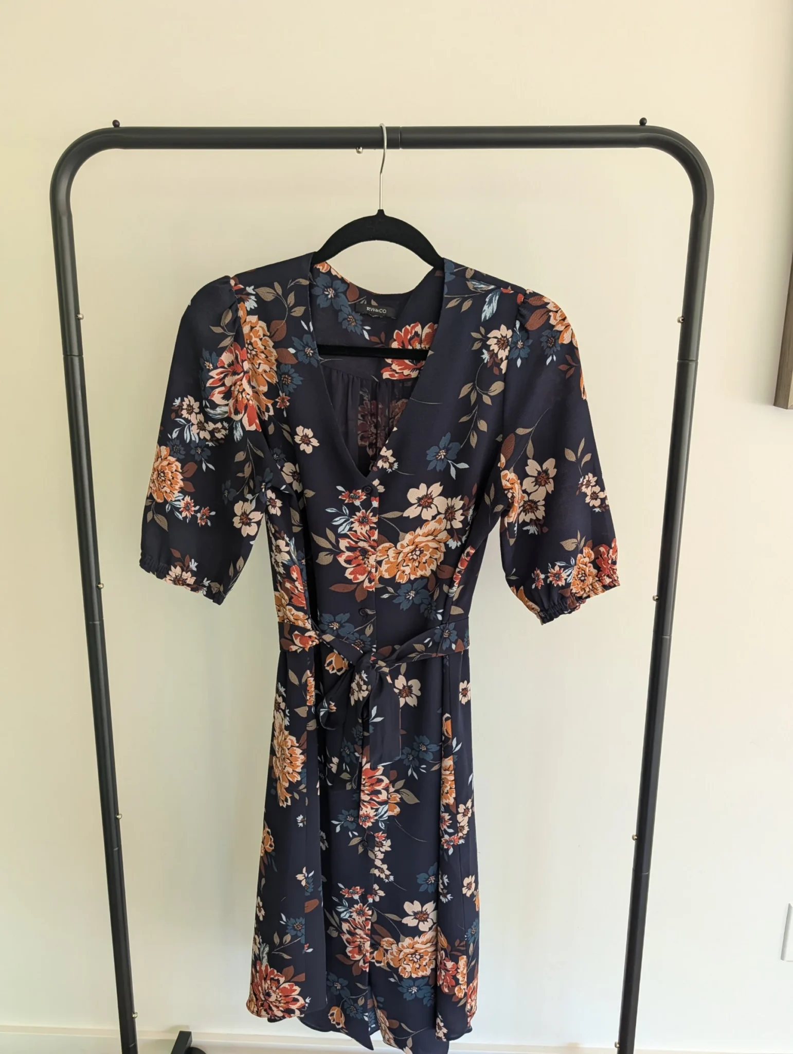 Image for RW&Co navy blue floral summer dress