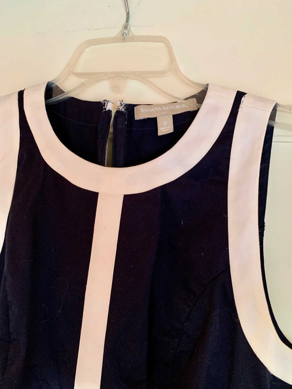 Image for Navy blue dress without sleeves, round neck