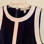Thumbnail for Navy blue dress without sleeves, round neck