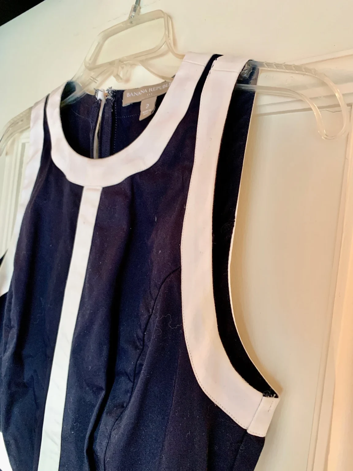 Image for Navy blue dress without sleeves, round neck