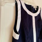 Thumbnail for Navy blue dress without sleeves, round neck