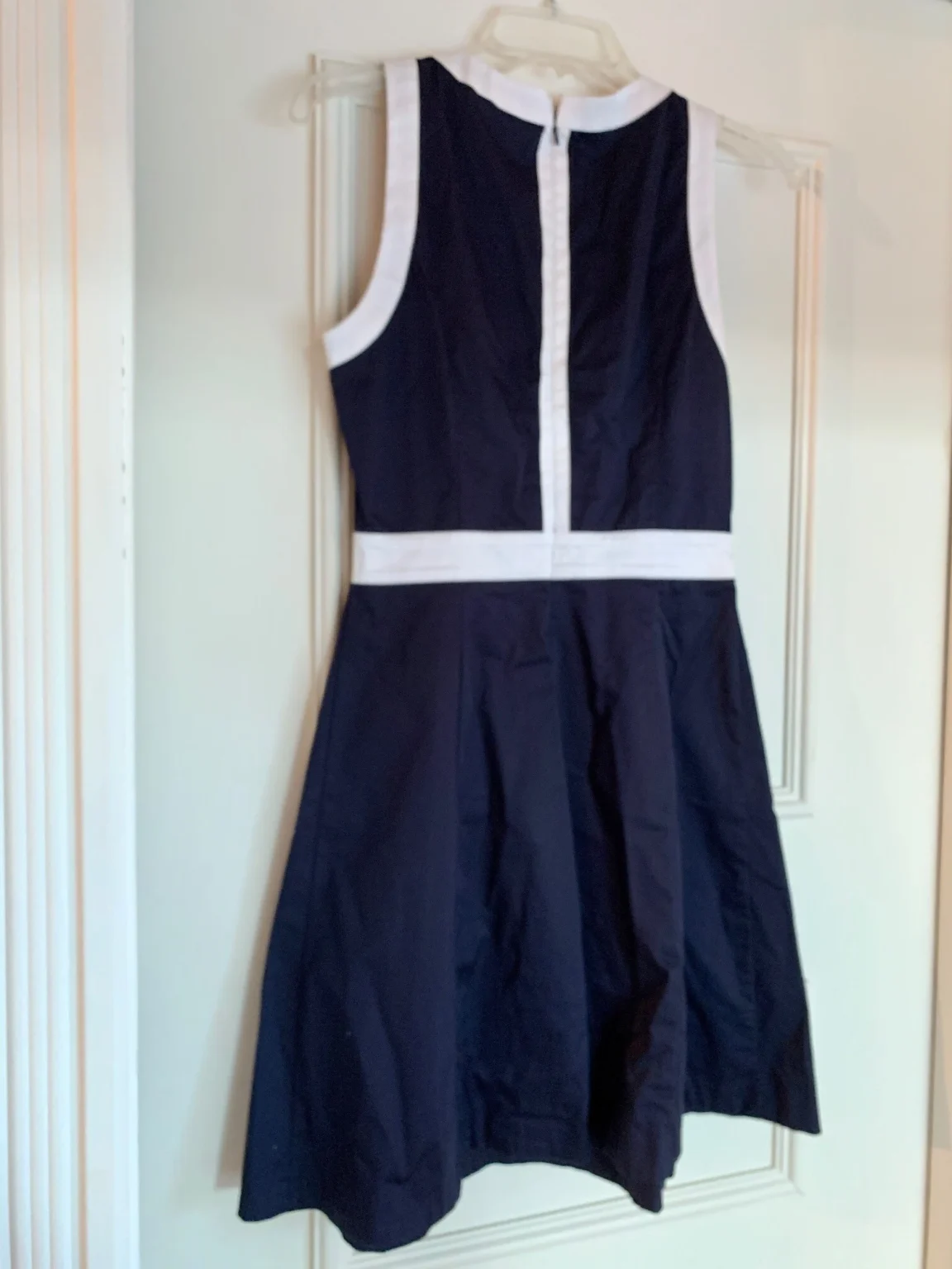 Image for Navy blue dress without sleeves, round neck