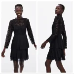 Thumbnail for Robe Zara noir avec broderie et dentelles taille M