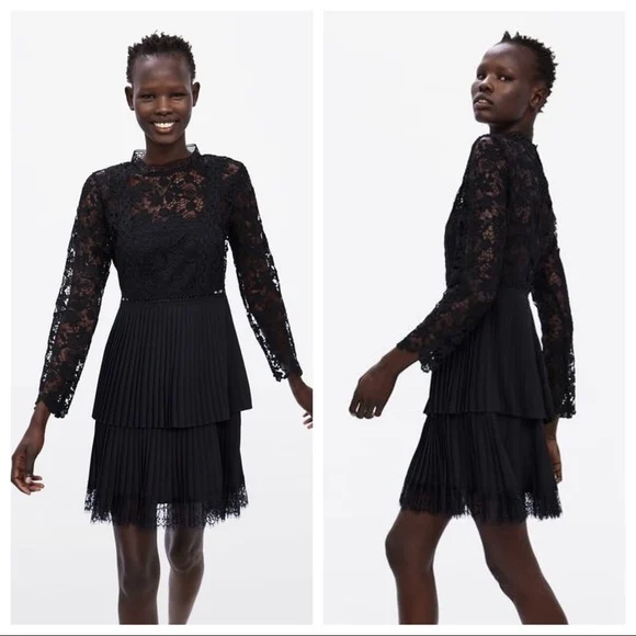 Image for Robe Zara noir avec broderie et dentelles taille M