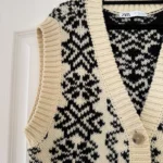 Thumbnail for Gilet Zara taille L écru et noir style pull d’hiver