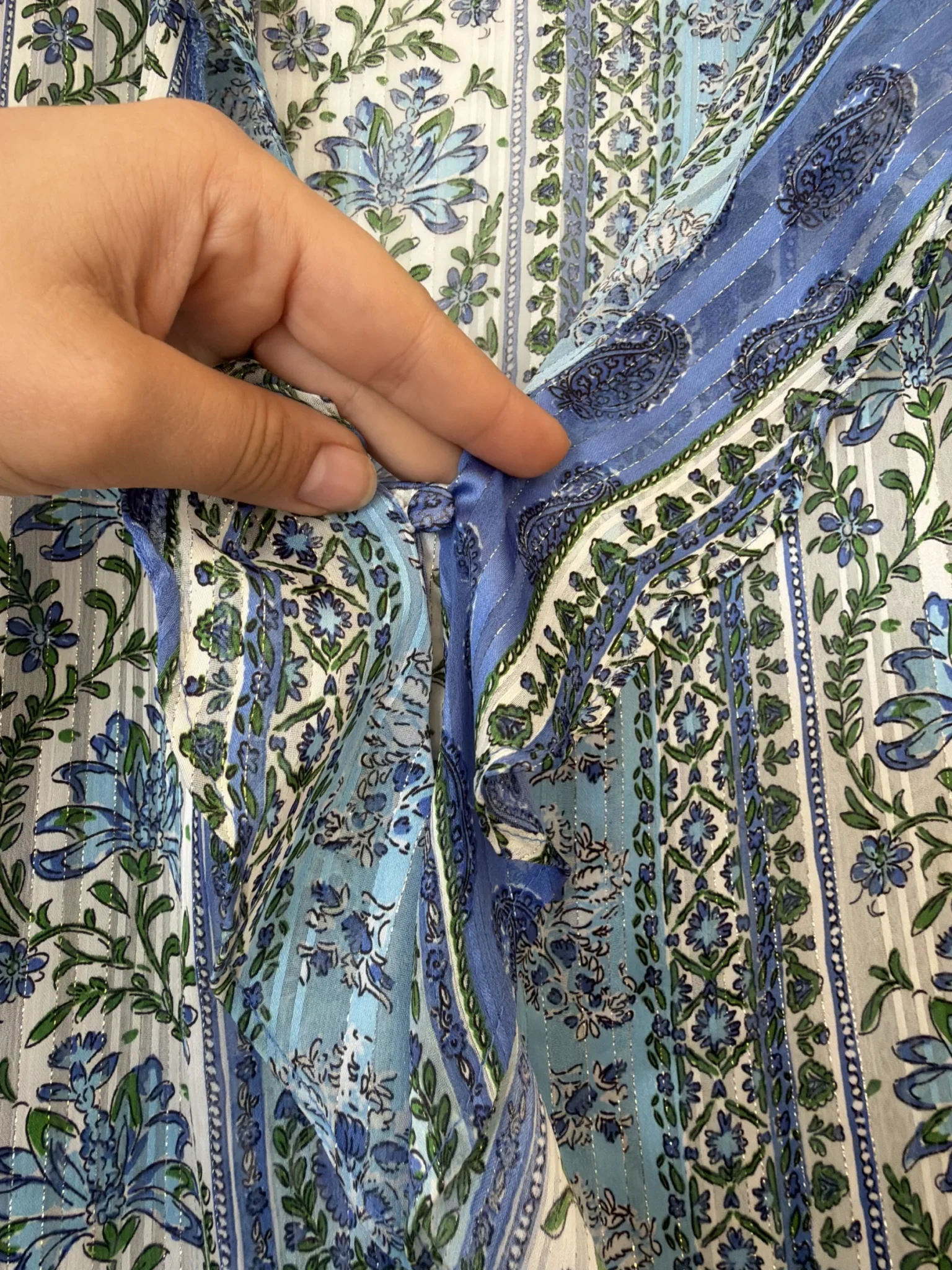 Image for Blouse Zara taille M manches longues/larges à volants bleu fleuris