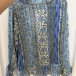 Thumbnail for Blouse Zara taille M manches longues/larges à volants bleu fleuris
