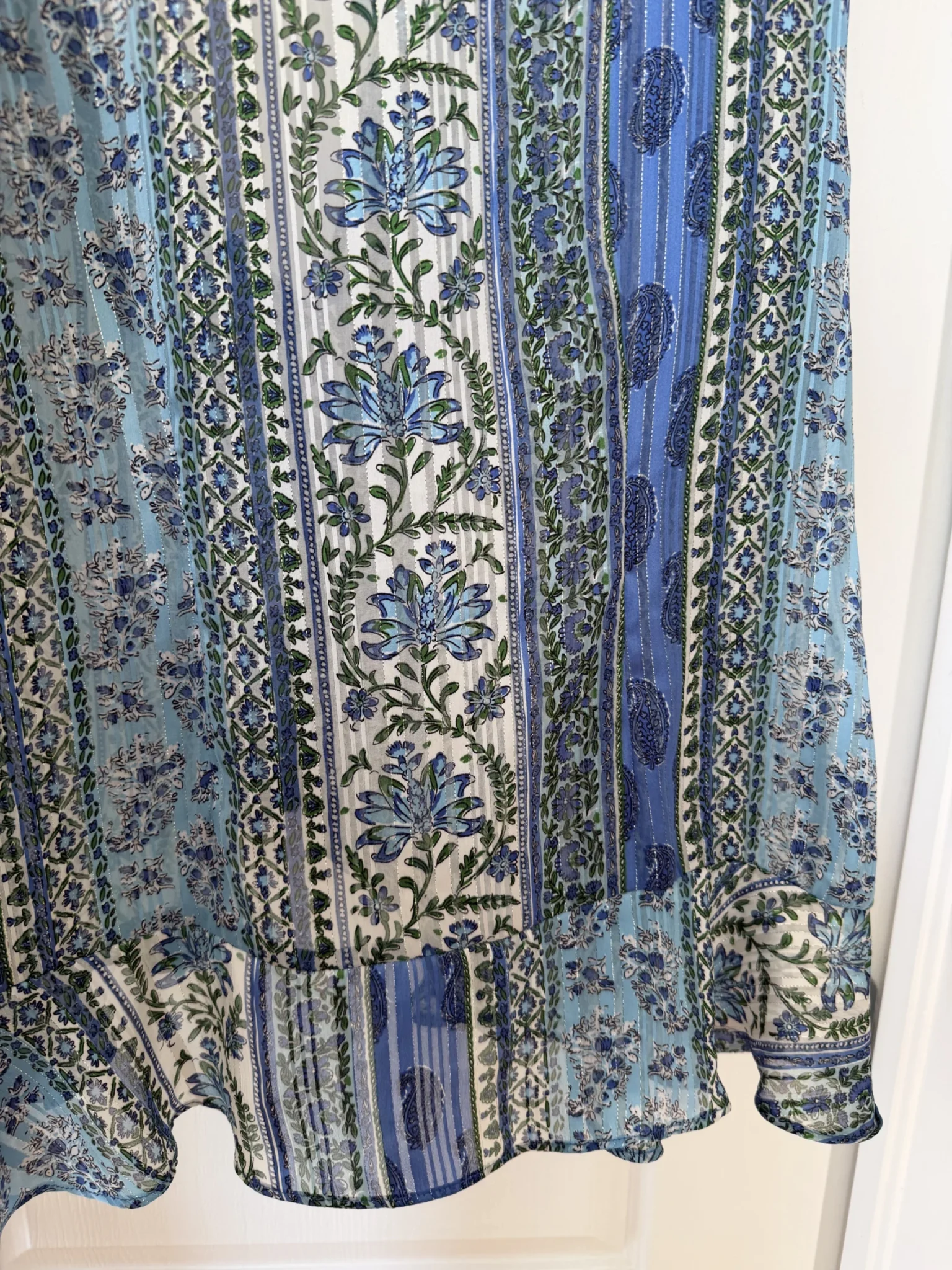 Image for Blouse Zara taille M manches longues/larges à volants bleu fleuris