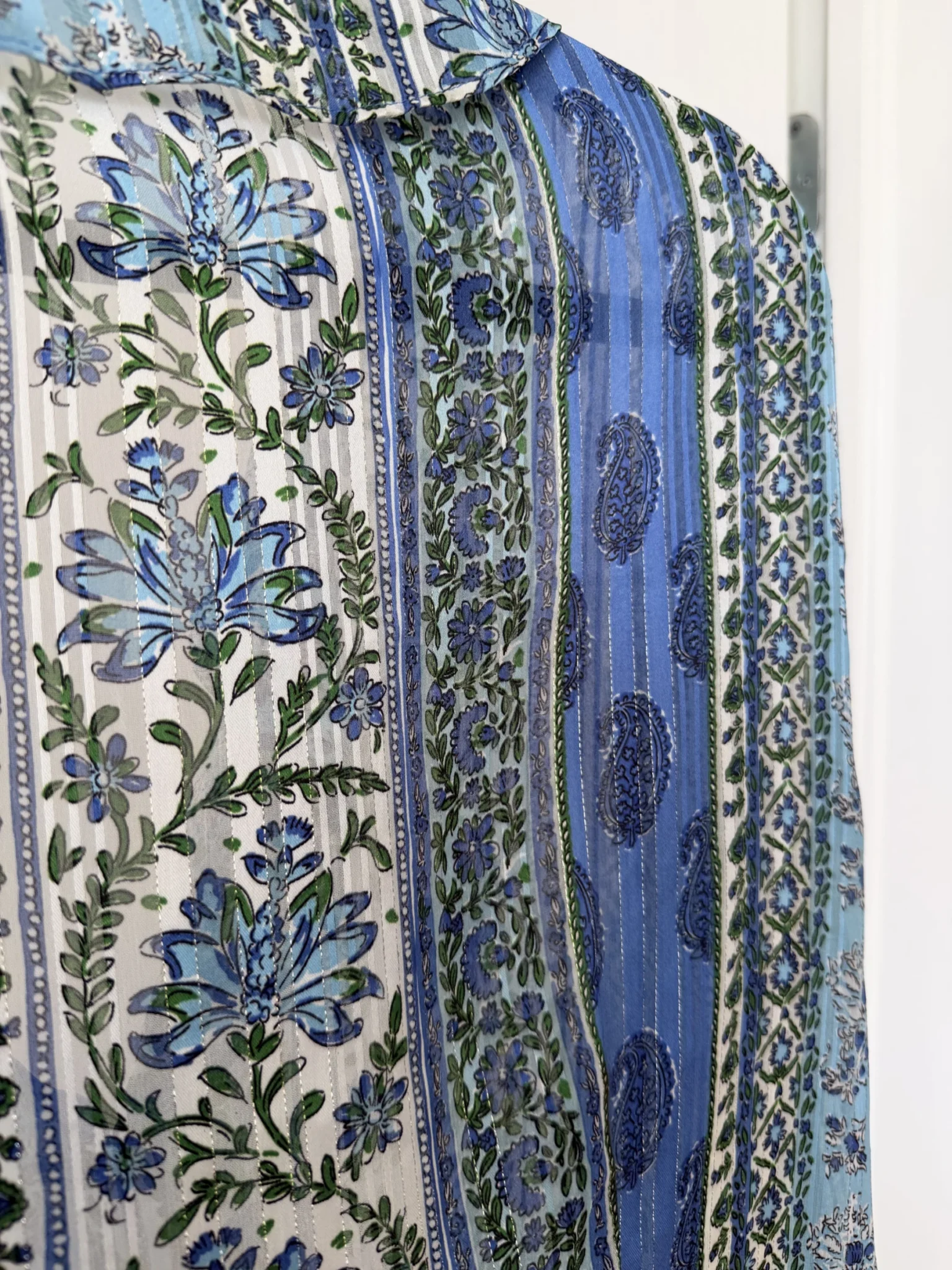 Image for Blouse Zara taille M manches longues/larges à volants bleu fleuris