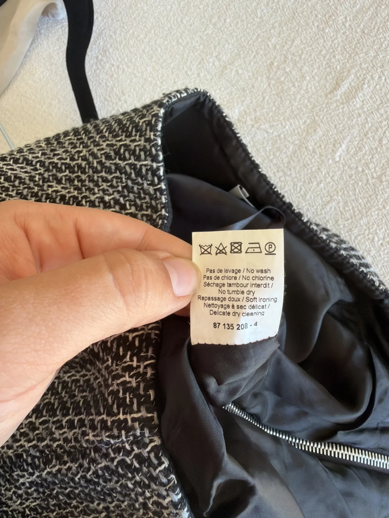 Image for Sonia Rykiel skirt in black and grey tweed, size 38