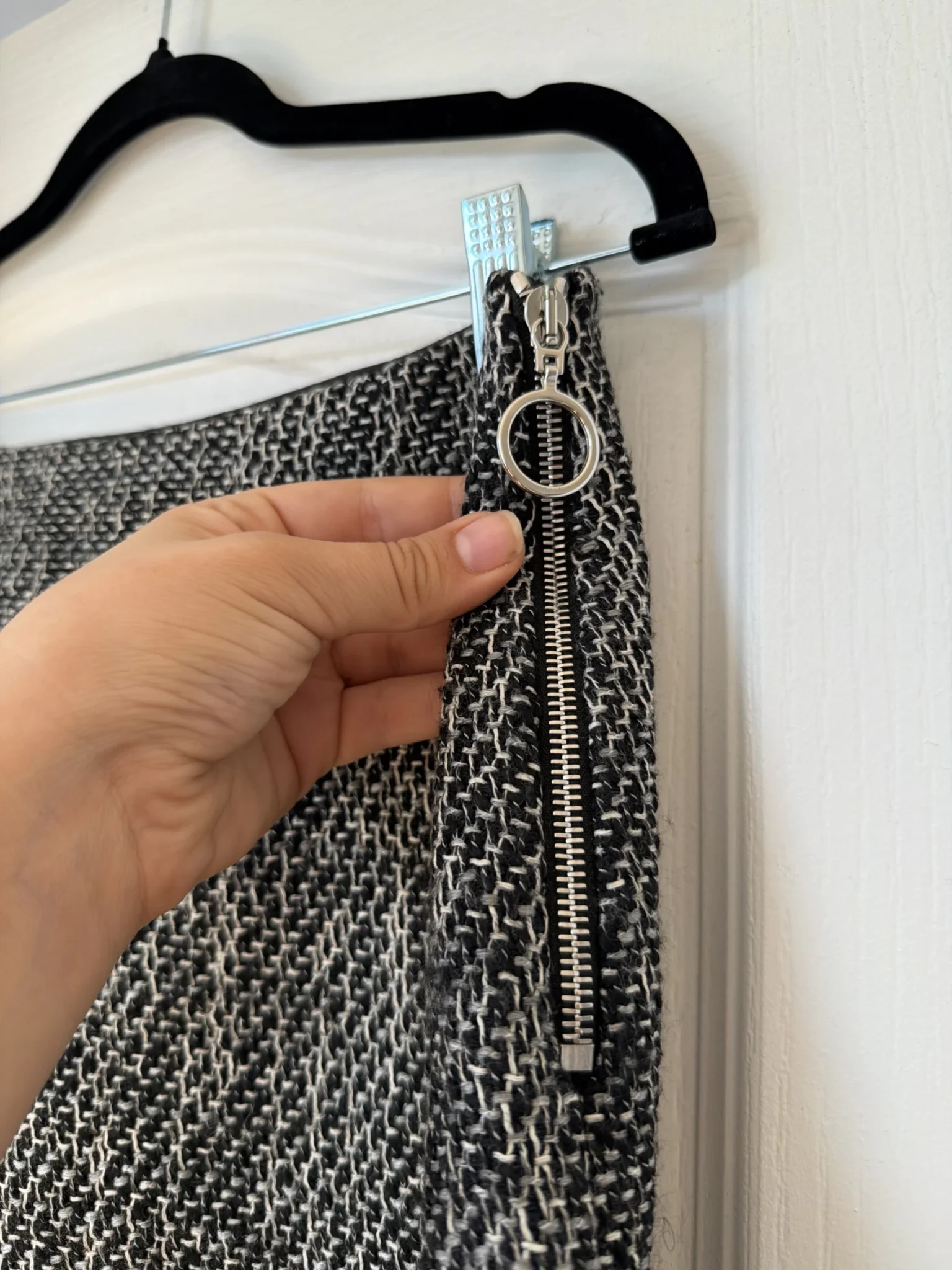 Image for Sonia Rykiel skirt in black and grey tweed, size 38