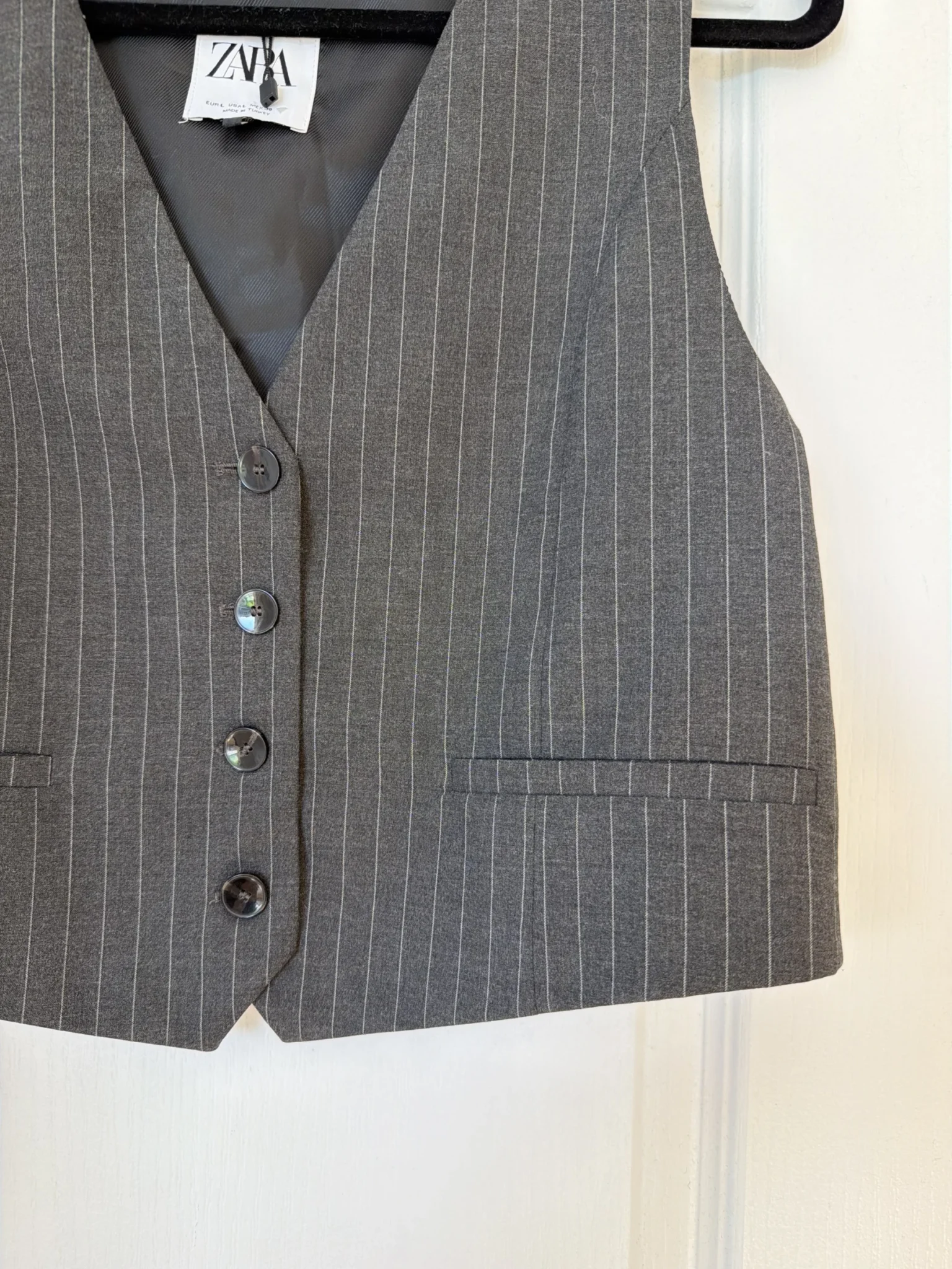 Image for Veston Zara de costume taille L gris rayé blanc