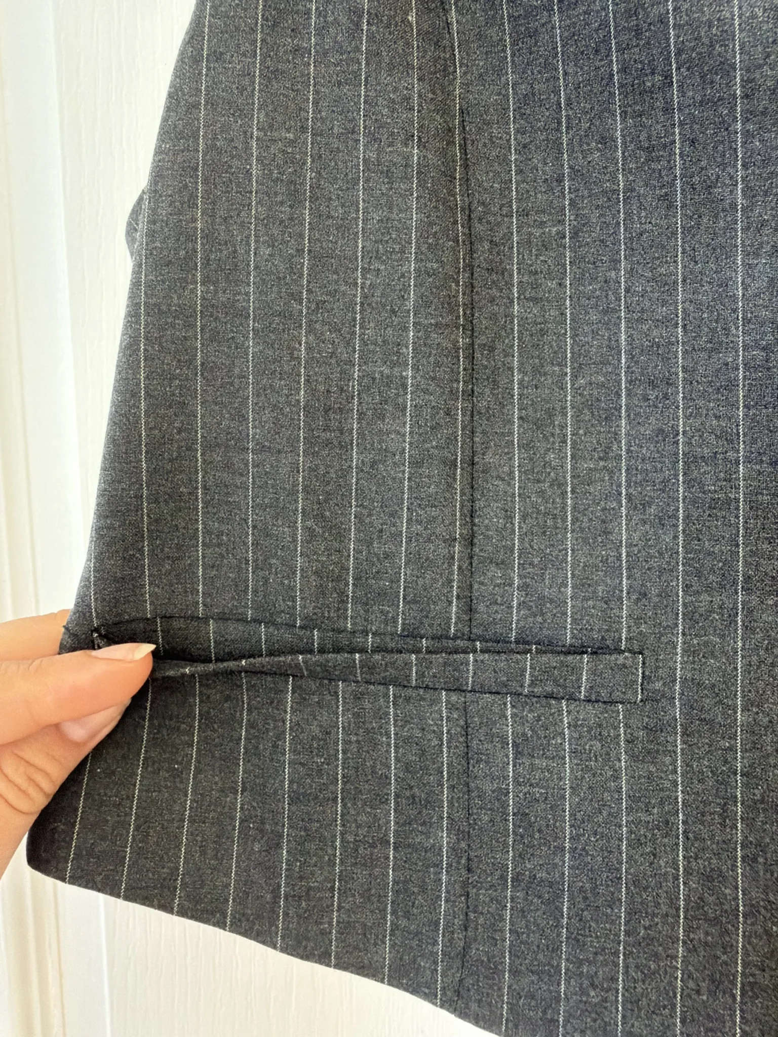 Image for Veston Zara de costume taille L gris rayé blanc