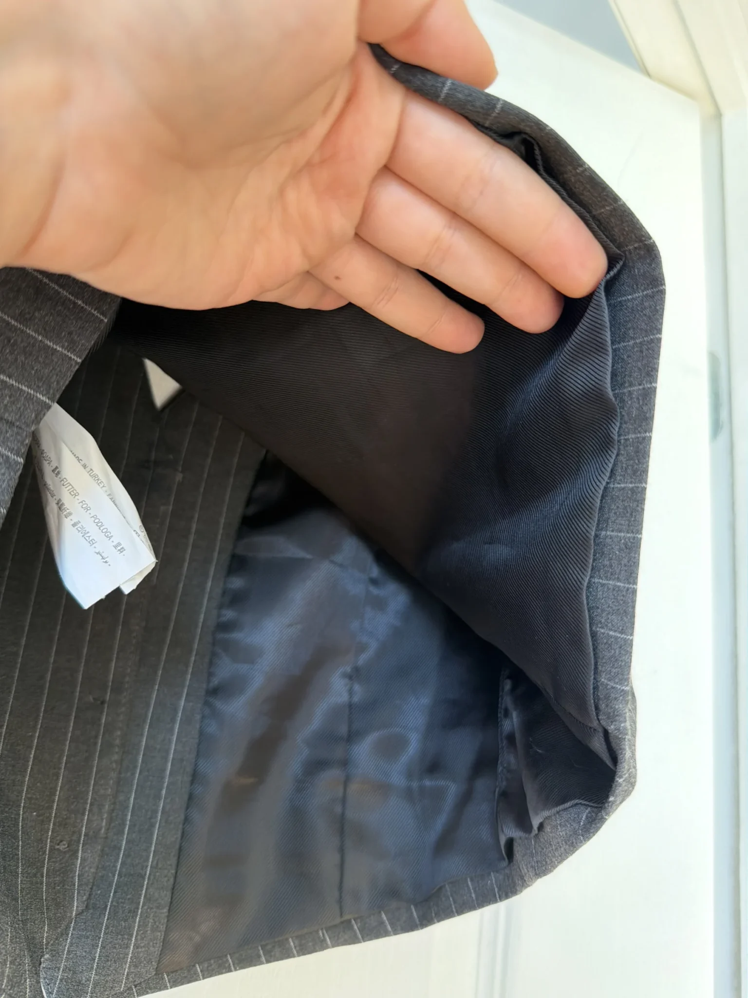 Image for Veston Zara de costume taille L gris rayé blanc