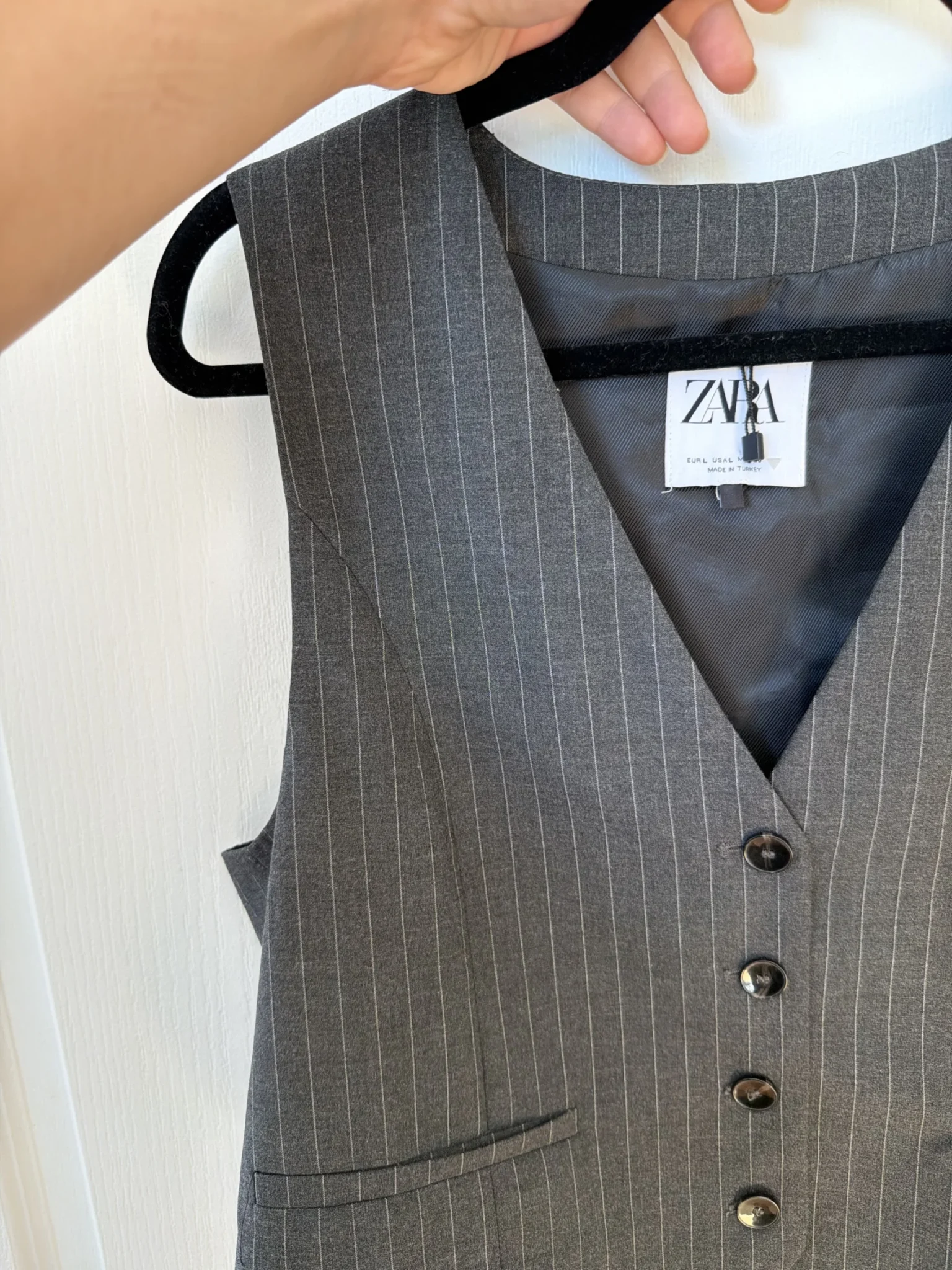Image for Veston Zara de costume taille L gris rayé blanc