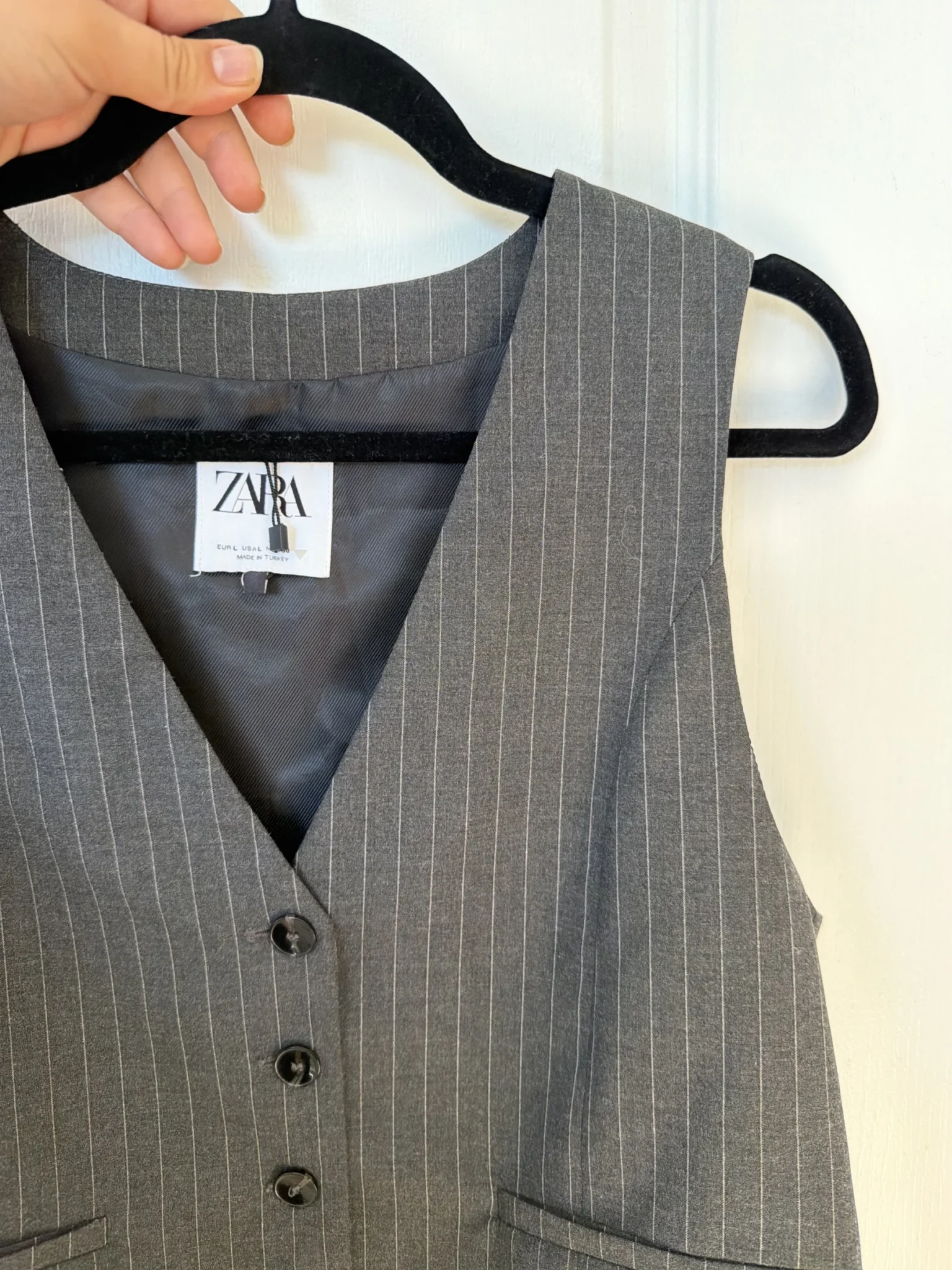 Image for Veston Zara de costume taille L gris rayé blanc
