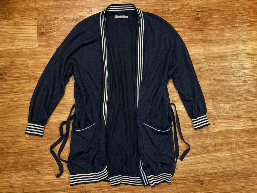 Featured image for Sandwich – Navy blue long open-front jacket