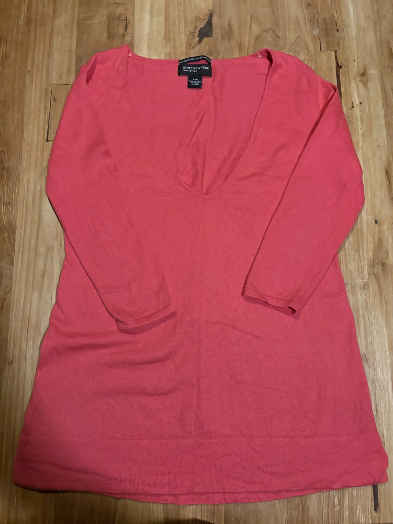 Featured image for Jones New York Collection – Chandail rouge-corail à manches 3/4 – taille L/G