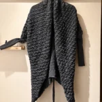Featured thumbnail for Long, dark grey cardigan with a textured knit – asymmetrical draped cut