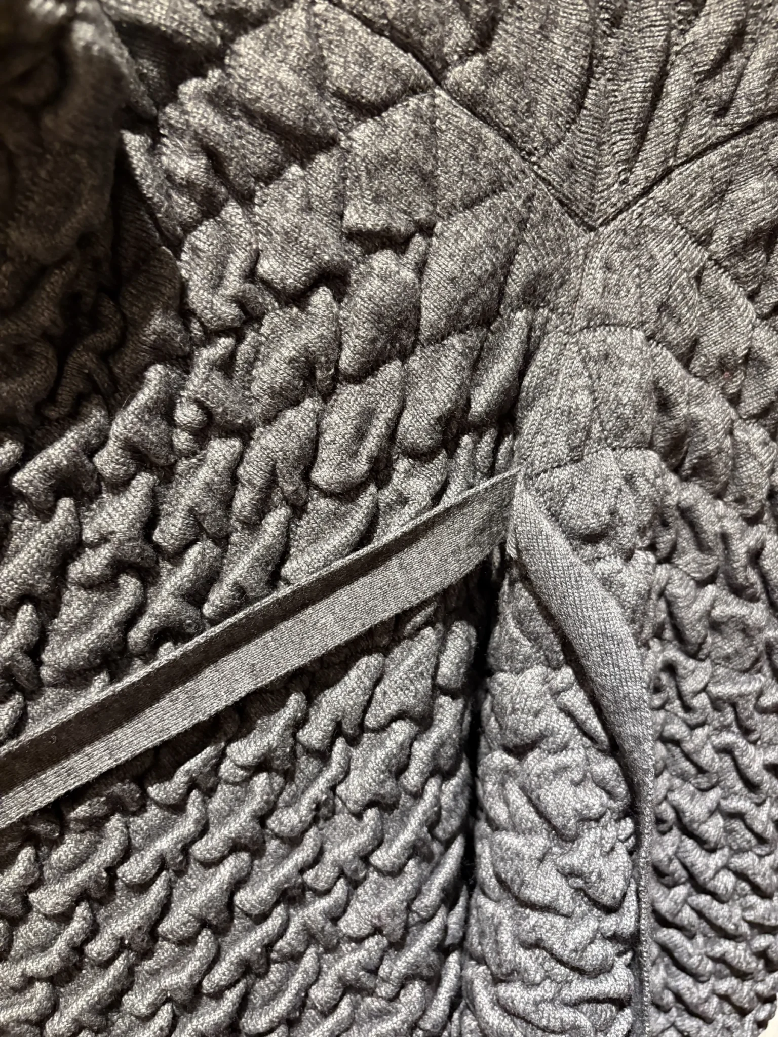 Image for Long, dark grey cardigan with a textured knit – asymmetrical draped cut