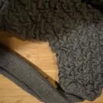 Thumbnail for Long, dark grey cardigan with a textured knit – asymmetrical draped cut