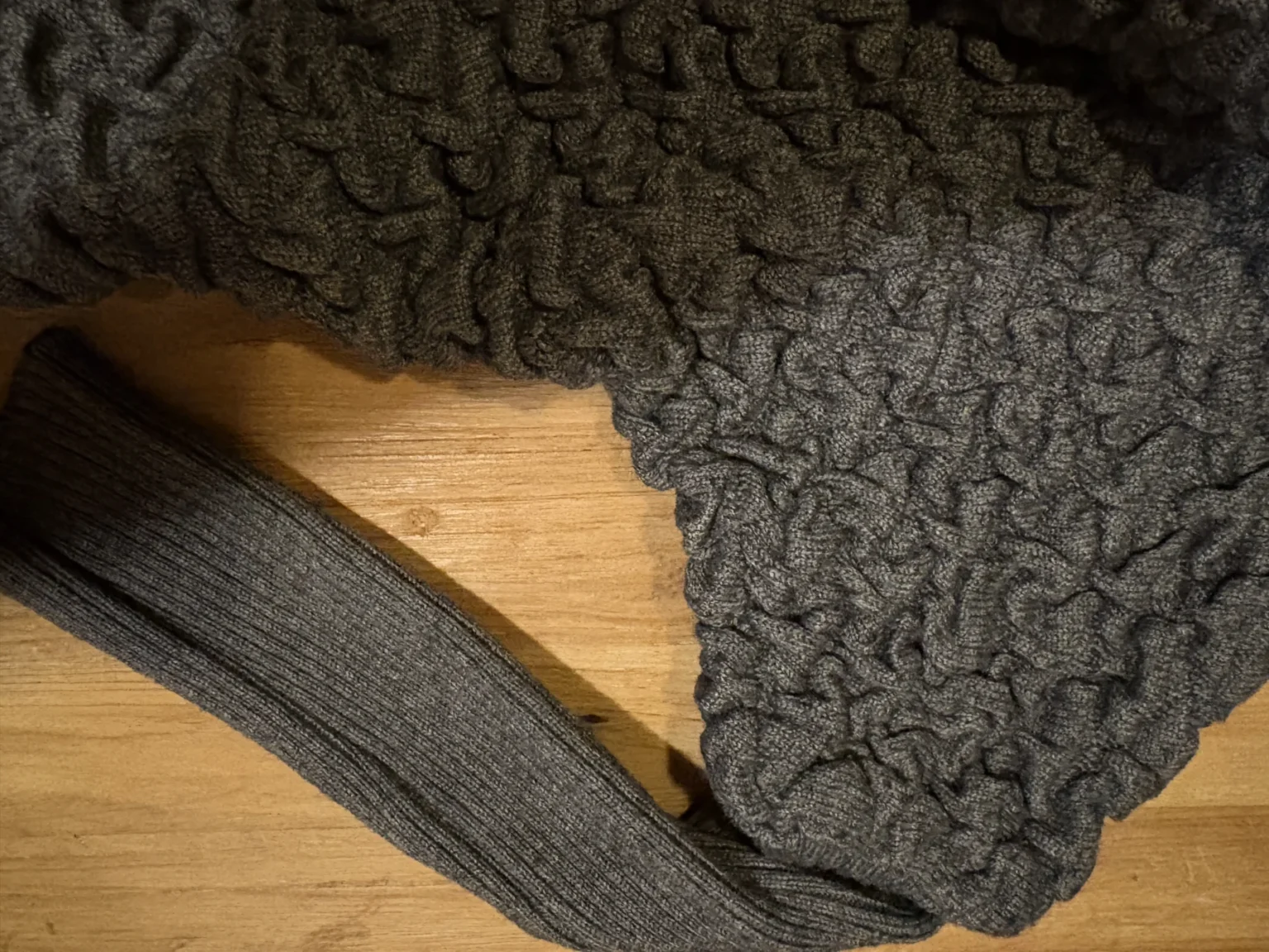 Image for Long, dark grey cardigan with a textured knit – asymmetrical draped cut