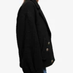 Thumbnail for Manteau court Maje noir avec bouton doré taille 36 effet tweed