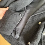 Thumbnail for Manteau court Maje noir avec bouton doré taille 36 effet tweed