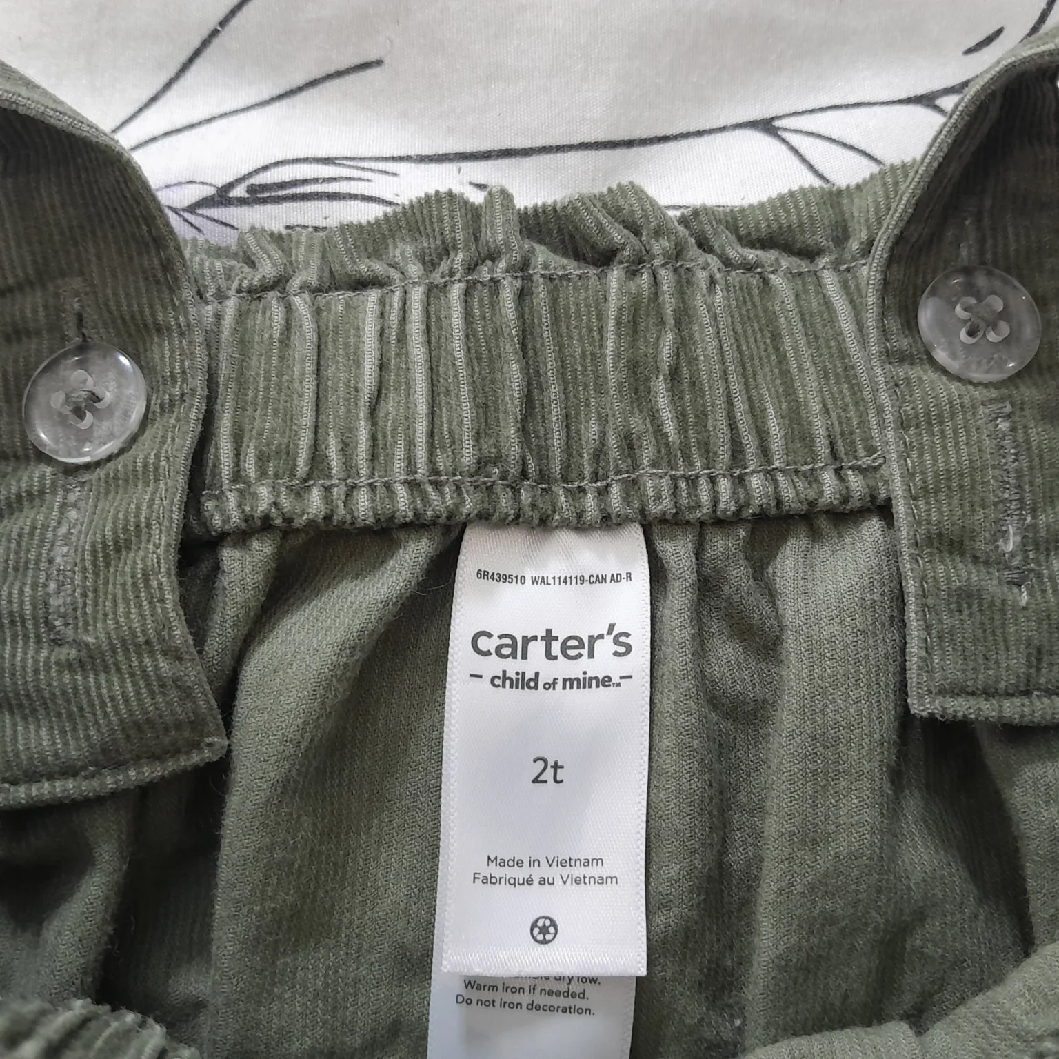 Image for Salopette vert olive en velours côtelé (corduroy) pour fille
