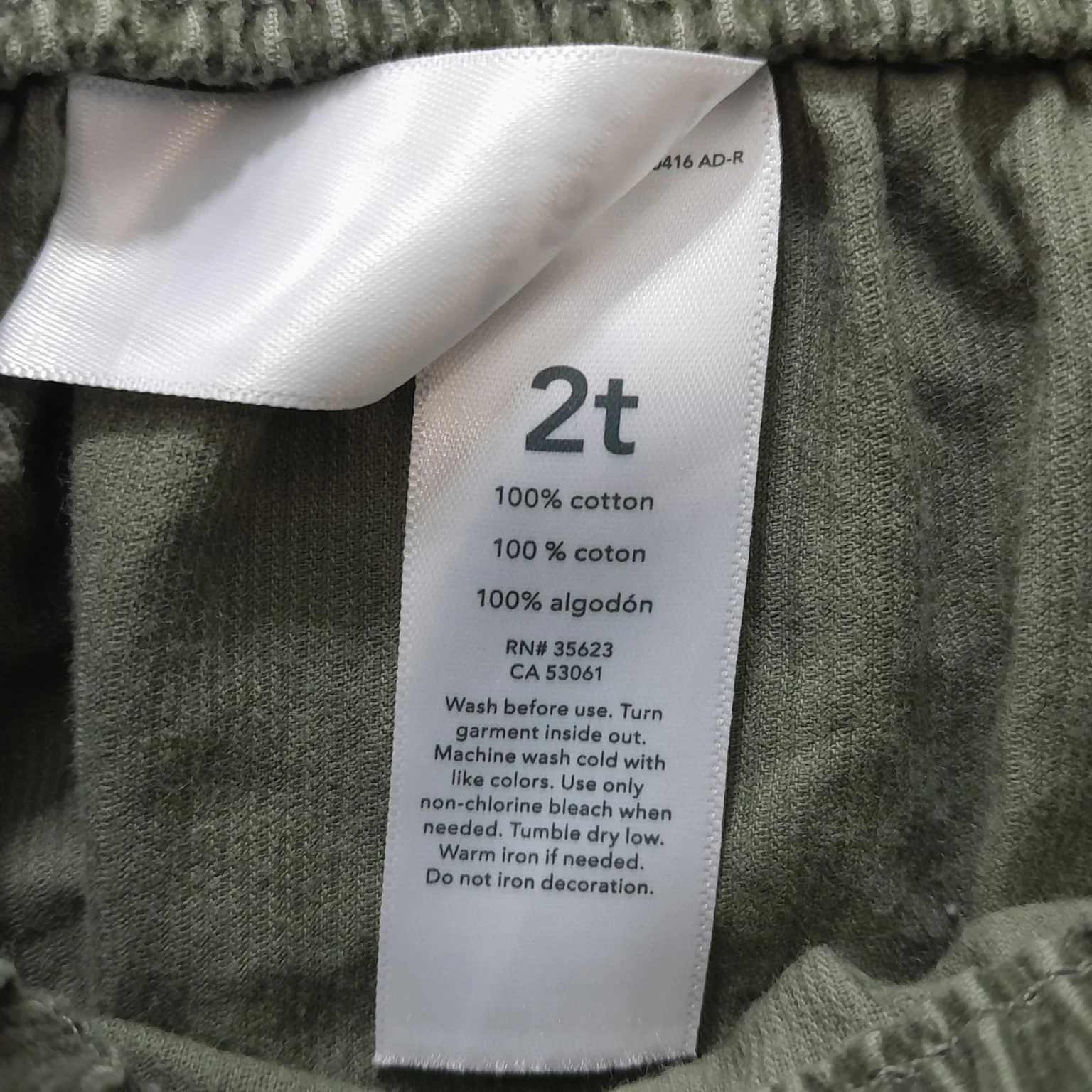 Image for Salopette vert olive en velours côtelé (corduroy) pour fille