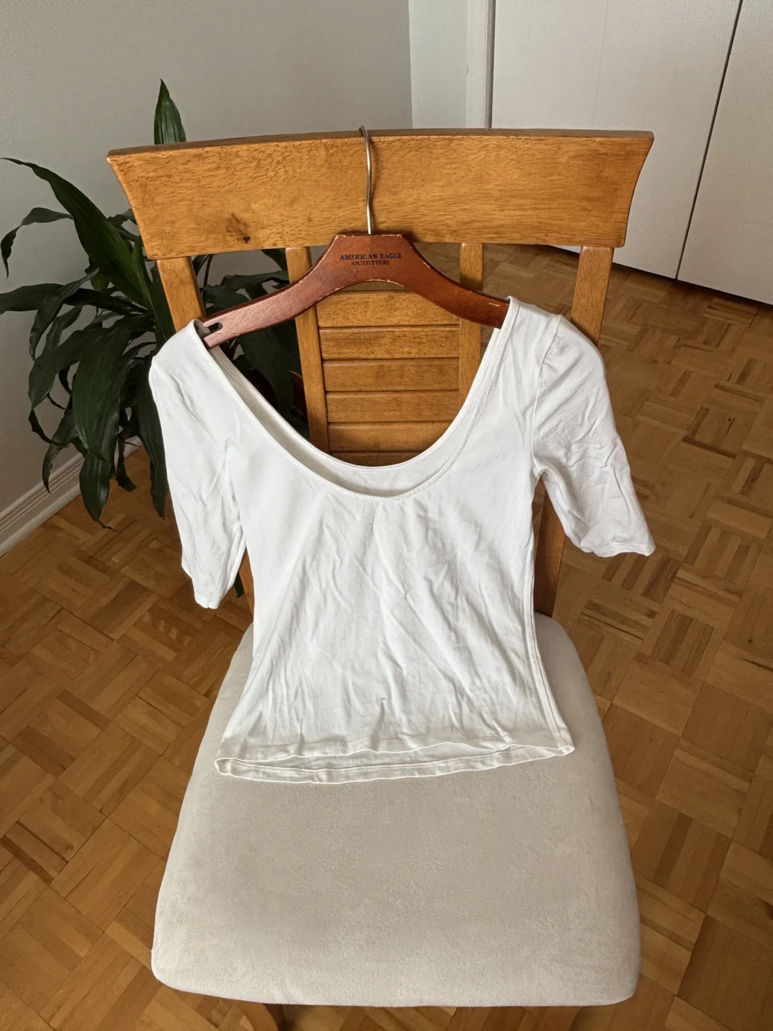 Image for Haut ballerine en coton Simons à encolure scoop – Blanc, XS