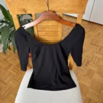 Featured thumbnail for Haut ballerine en coton Simons à encolure scoop – Noir, XS