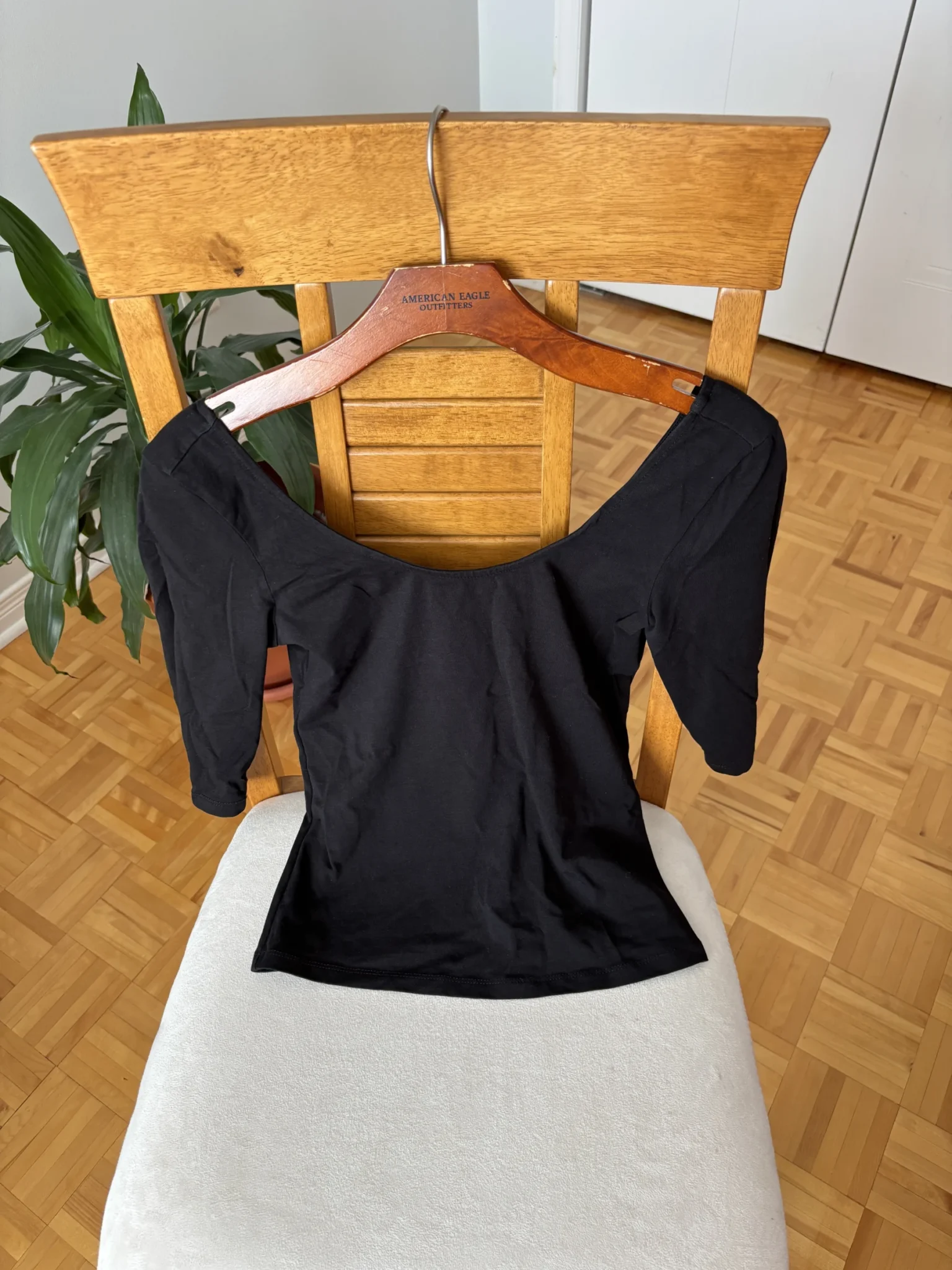 Featured image for Haut ballerine en coton Simons à encolure scoop – Noir, XS