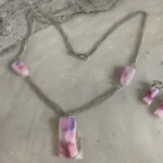 Thumbnail for Mauve earring and necklace set