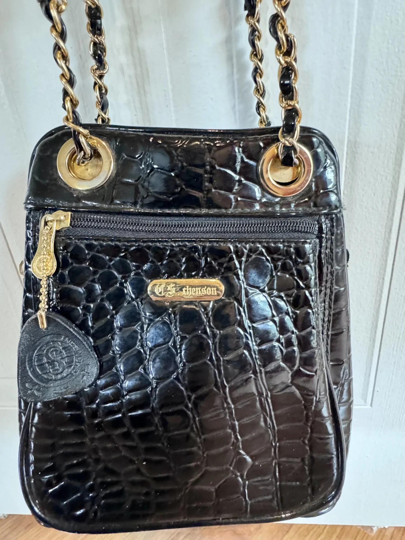 Image for Magnifique sac à main vintage chic années 90 croco