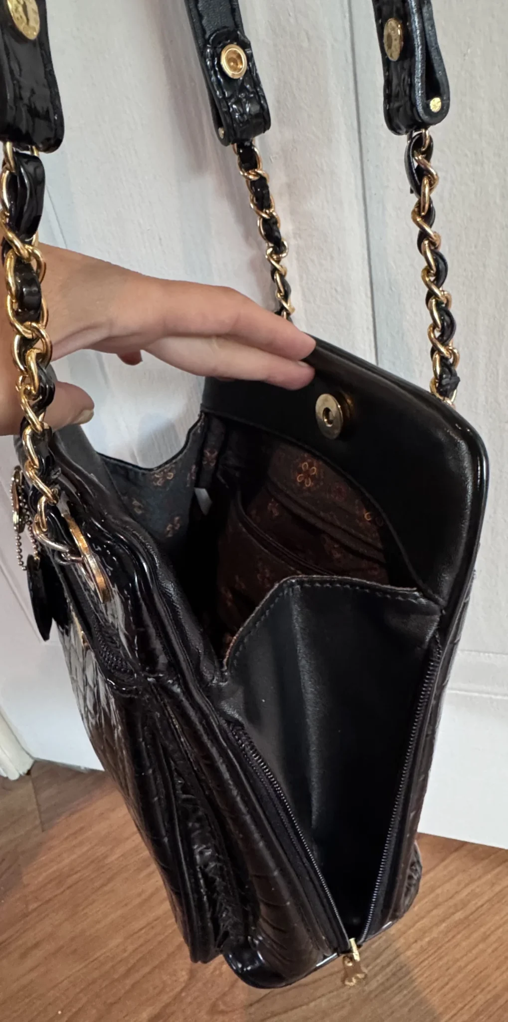 Image for Magnifique sac à main vintage chic années 90 croco