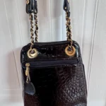 Thumbnail for Magnifique sac à main vintage chic années 90 croco