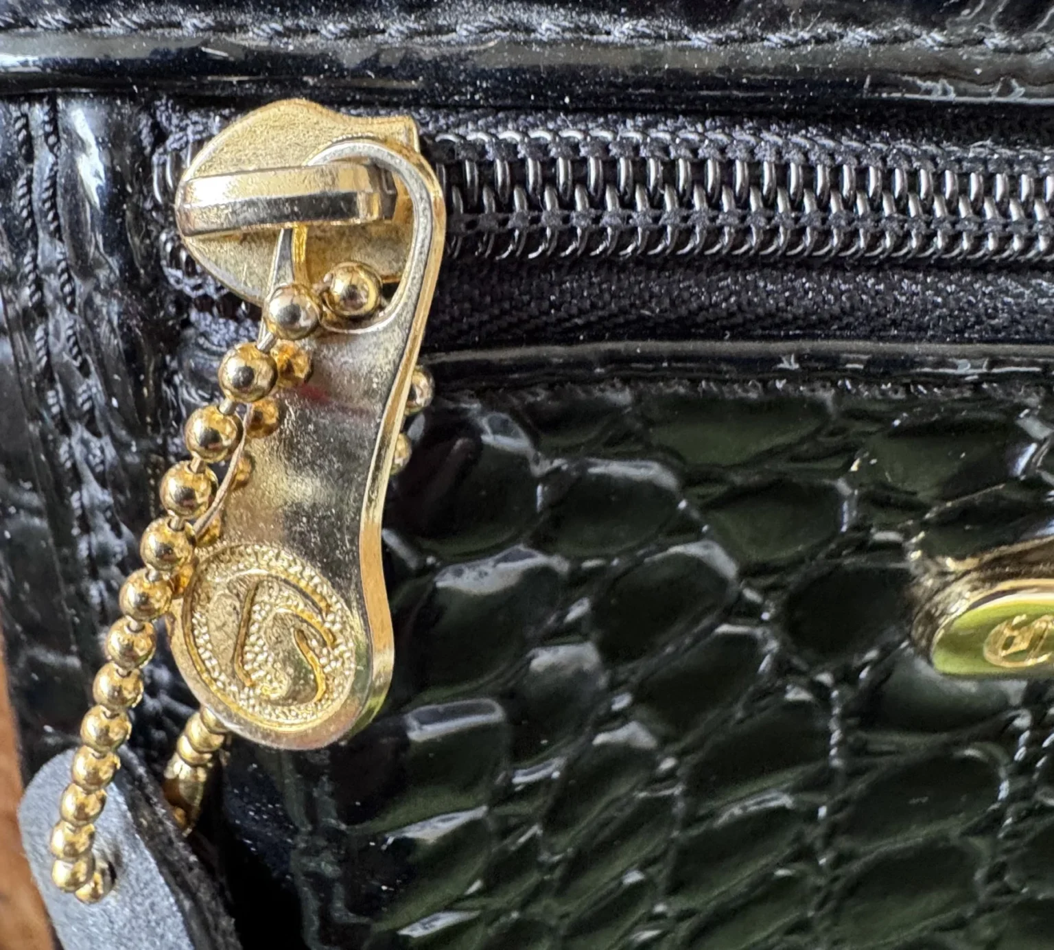 Image for Magnifique sac à main vintage chic années 90 croco