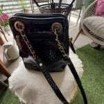 Thumbnail for Magnifique sac à main vintage chic années 90 croco