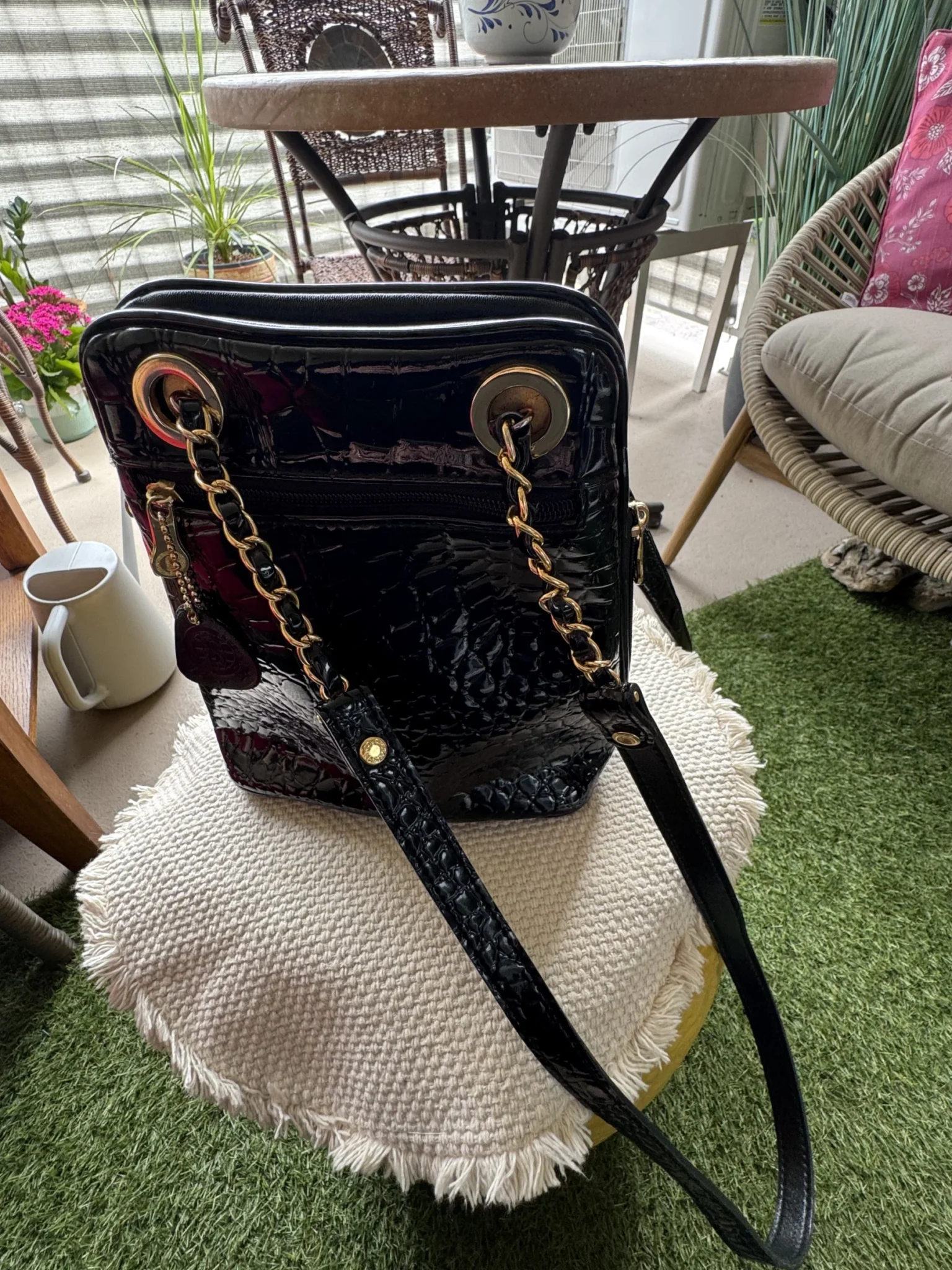 Image for Magnifique sac à main vintage chic années 90 croco