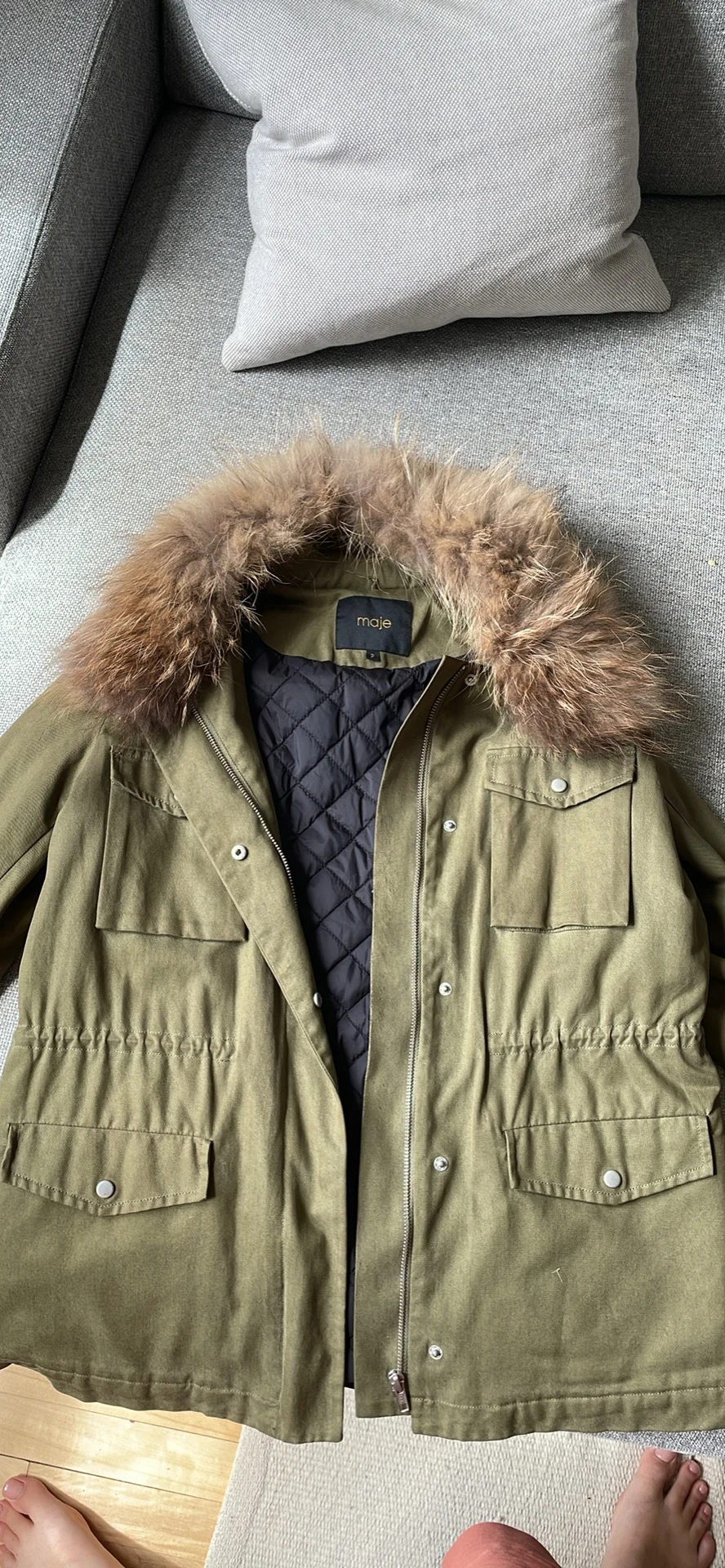 Manteau Maje avec col en fourrure détachable Maje seconde main