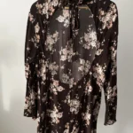 Thumbnail for Robe-tunique fleurie brune avec dos ouvert