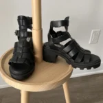 Thumbnail for Gladiator-style sandals with thick soles