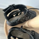 Thumbnail for High-heeled gladiator-style sandals in leather and faux leather