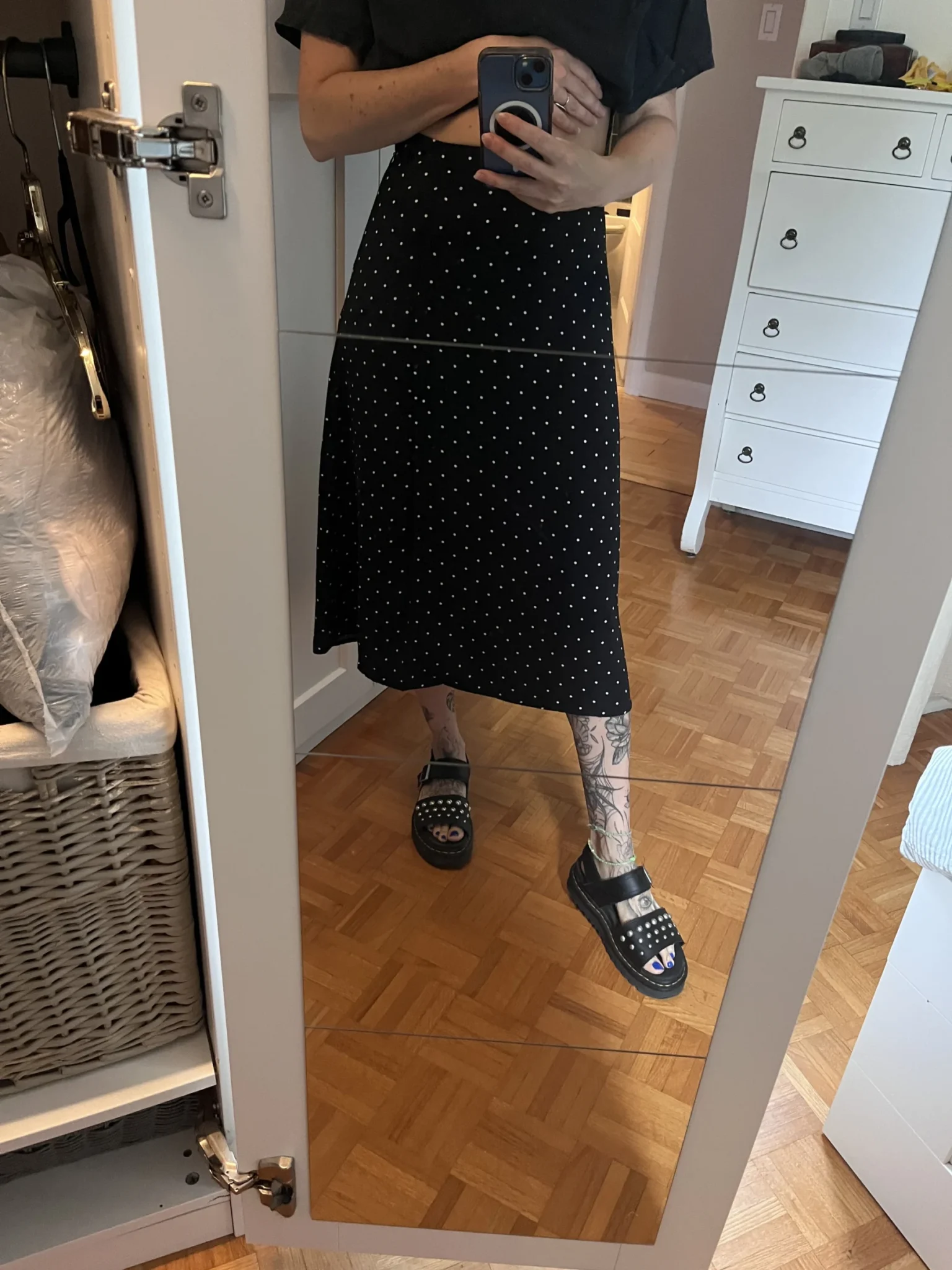 Image for Polka-dot midi skirt