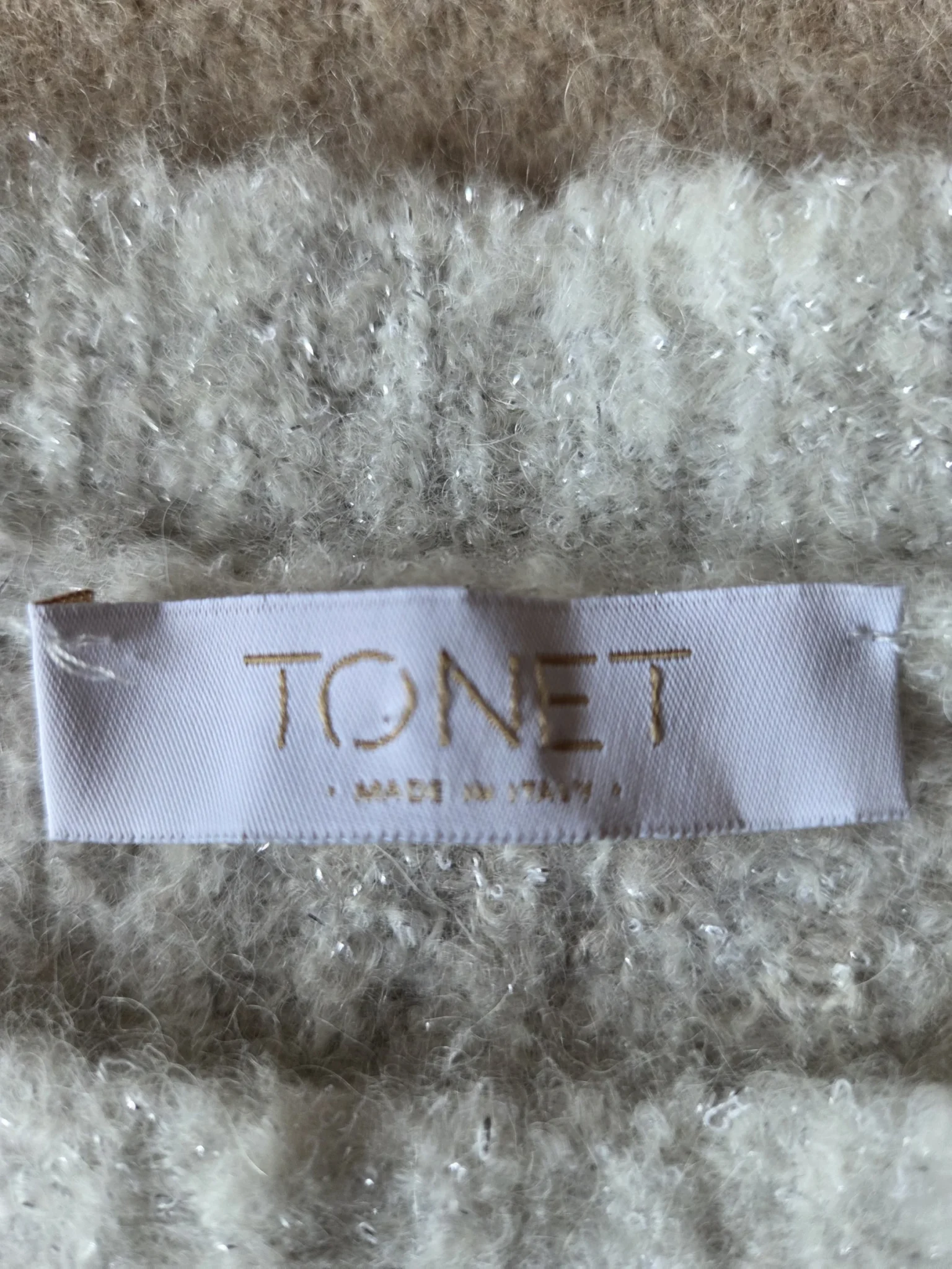 Image for Stylish Tonet jumper in taupe and cream, made from a blend of alpaca