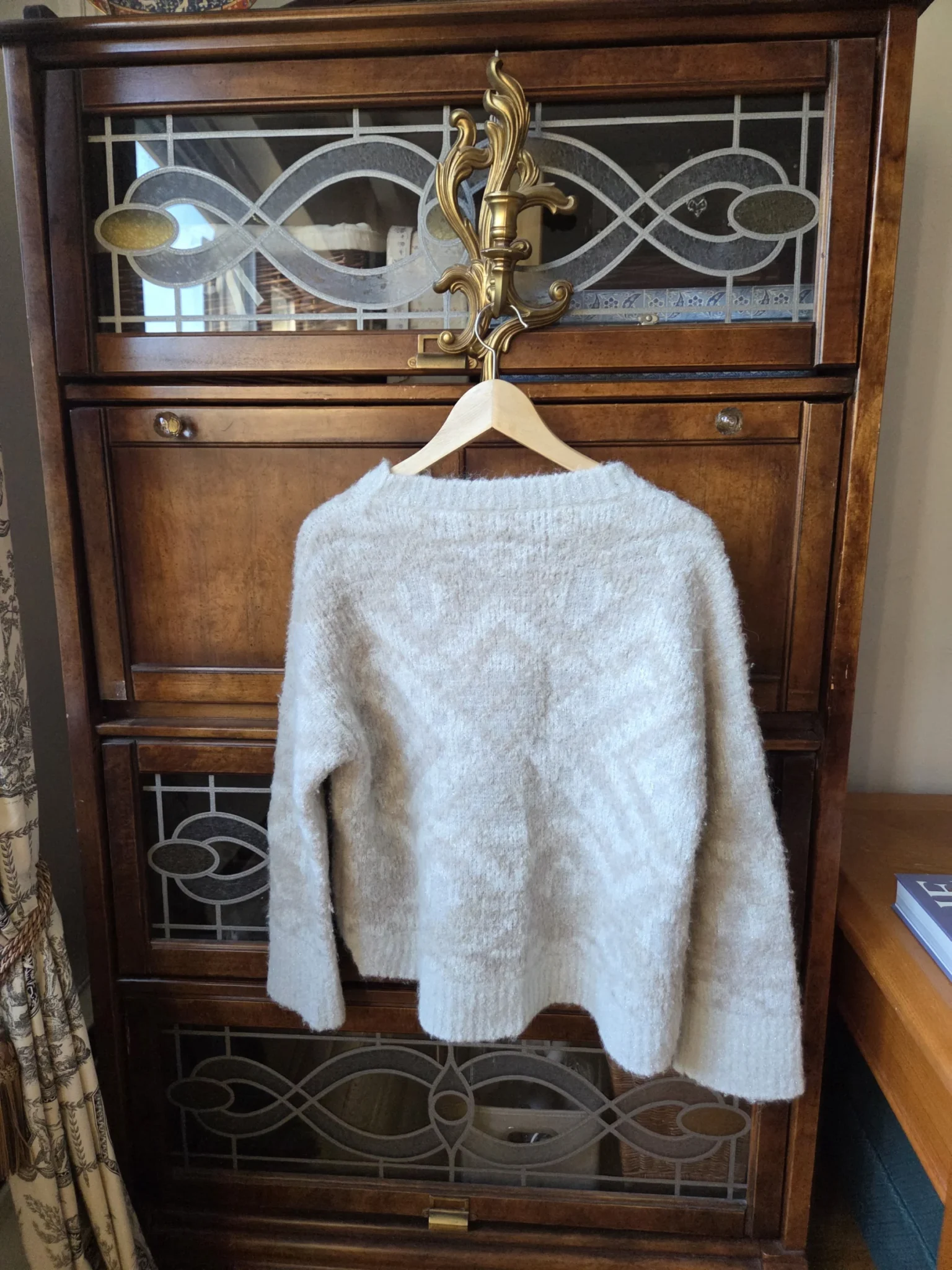 Image for Stylish Tonet jumper in taupe and cream, made from a blend of alpaca