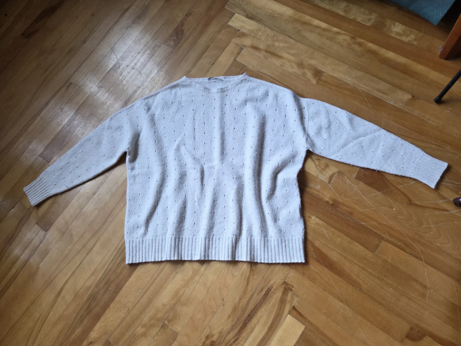 Image for Stylish Tonet jumper in taupe and cream, made from a blend of alpaca
